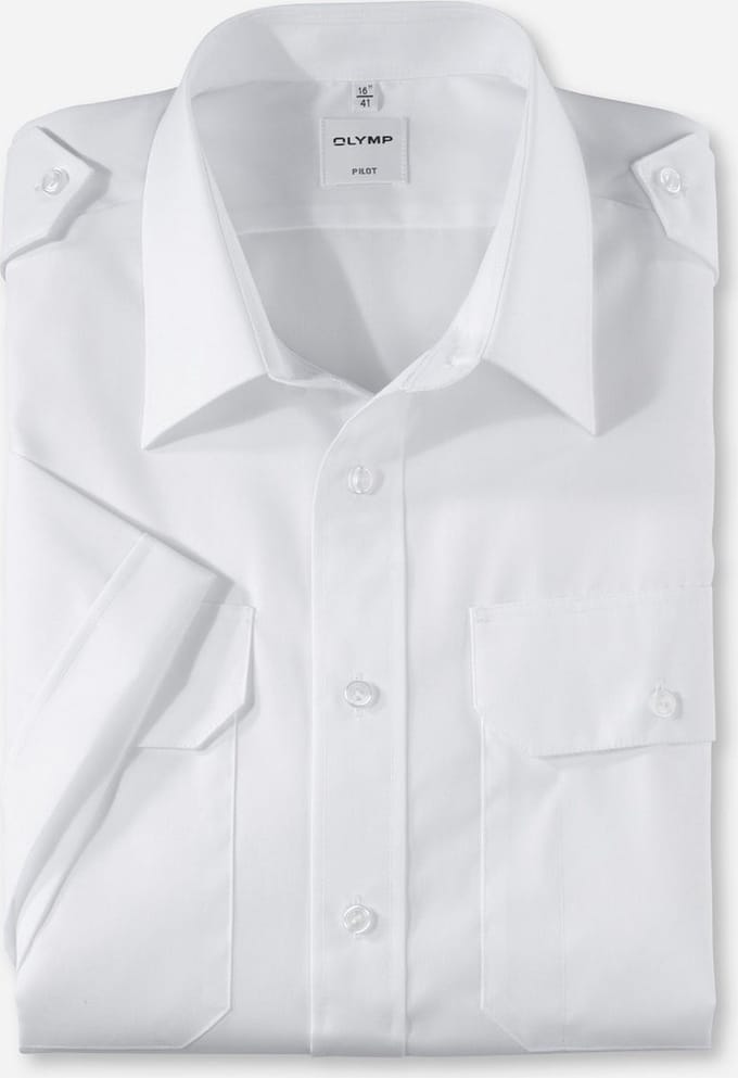 OLYMP piloot Overhemd, Comfort Fit, Kent, Wit