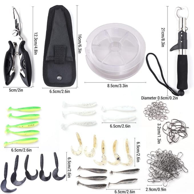 Vislokken Combo Kit Inclusief Zachte Harde Vis Lokken Vis Tang Versterkte Speld Dubbel gray