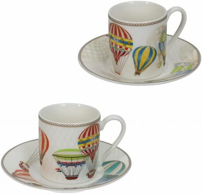 Set van 2 Koffiekopjes en Schotels New Bone China 65ml