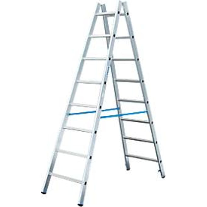 Dubbele trapladder, van aluminium, 2x 8 sporten