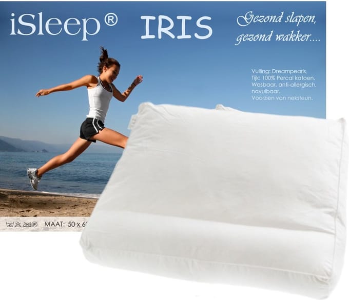 iSleep Iris Hoofdkussen - Boxkussen - Dreampearls - 50x60x10 cm - Met Neksteun