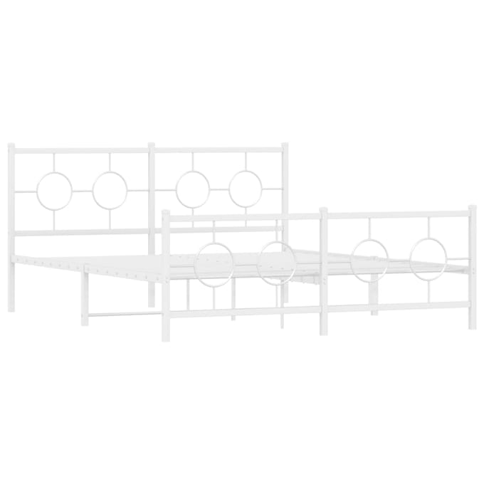 vidaXL - Bedframe - met - hoofd- - en - voeteneinde - metaal - wit - 150x200 - cm