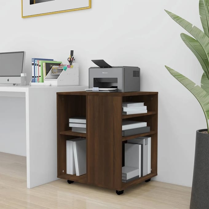 vidaXL - Rolkast - 60x53x72 - cm - bewerkt - hout - bruin - eikenkleur