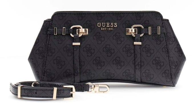 GUESS schoudertas Leona Logo Girlfriend Xbody Coal Logo donkergrijs