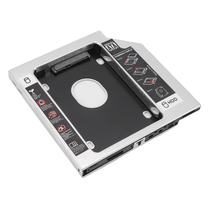 SATA naar SATA 2e HDD SSD Behuizing 2-kanaals Bescherming Harde Schijf Caddy Case Lade voor 12,7 mm CD white