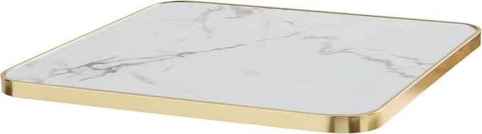 Tafelblad Vierkant - Blad Marmerlook - Eettafel Gebruik - Aluminium Randbescherming - 60 cm - Wit Goud