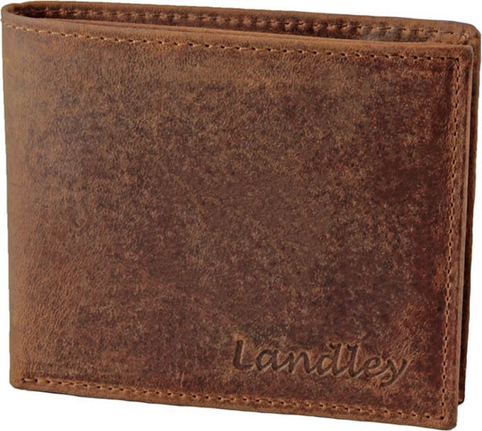Landley Heren Portemonnee - Compacte Billfold - Robuust Vintage Leer - Bruin