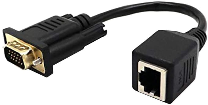 VGA naar RJ45 Adapter - Netwerkkabel Connector - Beeld Verlengen - Hoge snelheid - 17 x 4 x 2 cm