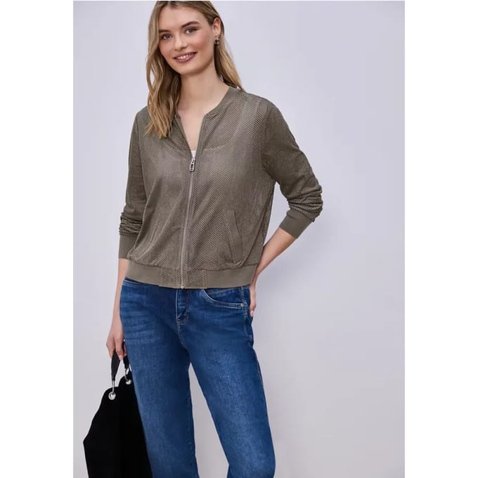 Blouson van velours mesh met ritssluiting