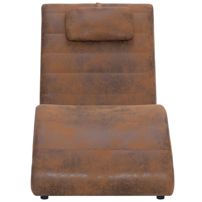 vidaXL - Chaise - longue - met - kussen - kunstsuède - bruin