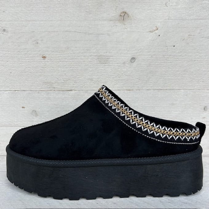 Instap uggies met zigzag randje zwart Zwart / 36