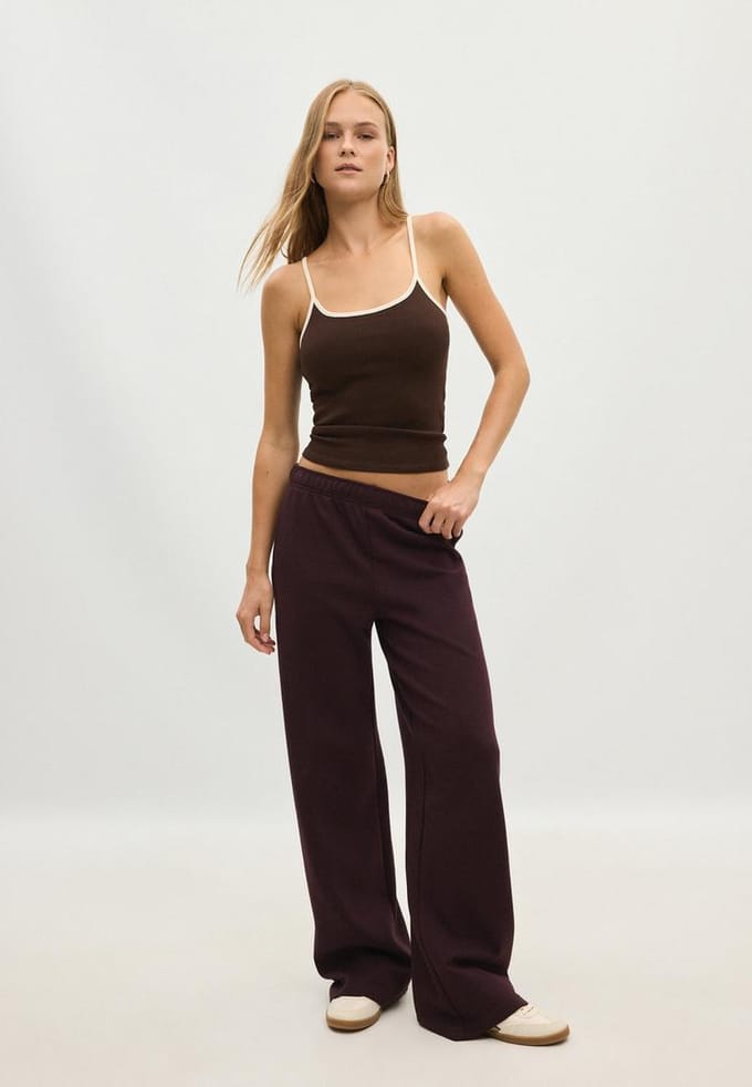 Stradivarius Wide-leg joggingbroek  Donkerpurper M