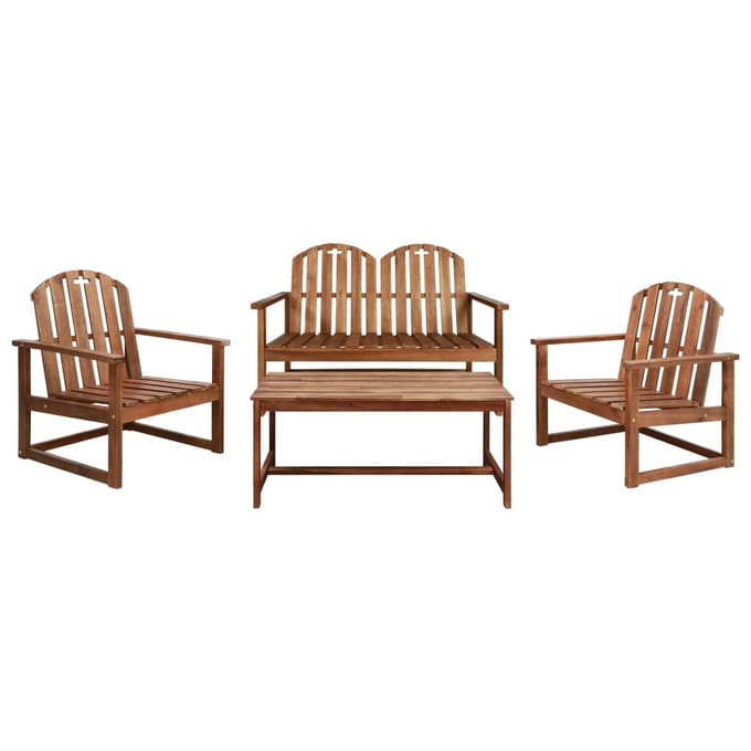 vidaXL - 4-delige - Loungeset - massief - acaciahout