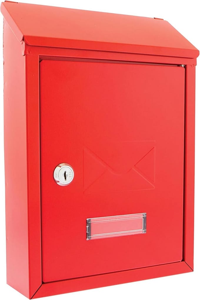 Wandmontage Brievenbus Met Achtersleuf - Weerbestendig Gegalvaniseerd Staal Rood