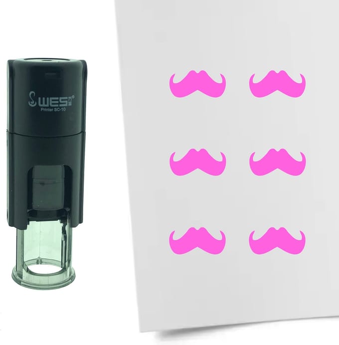 CombiCraft Stempel Snor 10mm rond - roze inkt