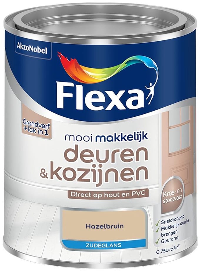 Flexa - Mooi Makkelijk Deuren & Kozijnen Zijdeglans - Hazelbruin - Mengverf - 750 Ml