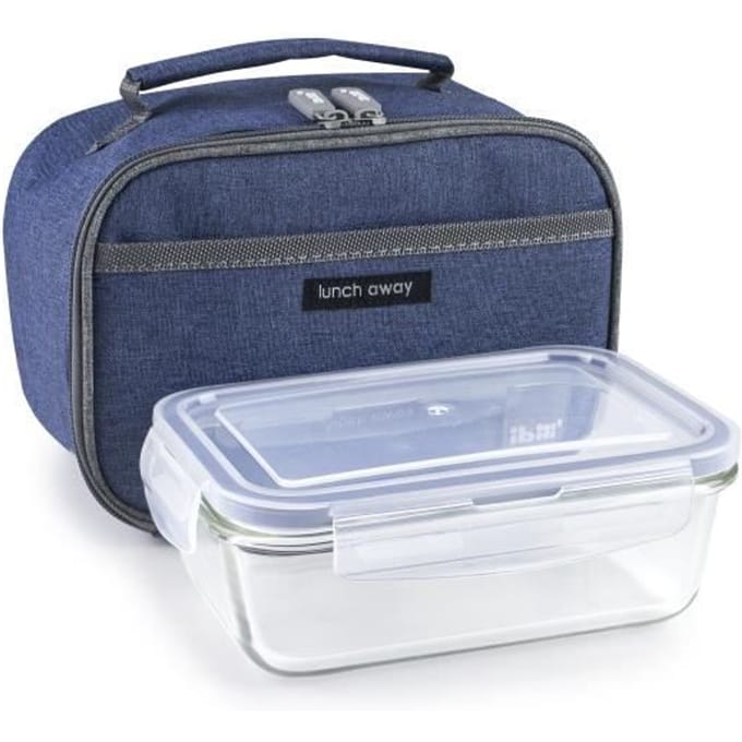 Lunchtrommel met accessoires Ibili 753401a Blauw Polyester Borosilicaatglas 21 x 13 x 14 cm