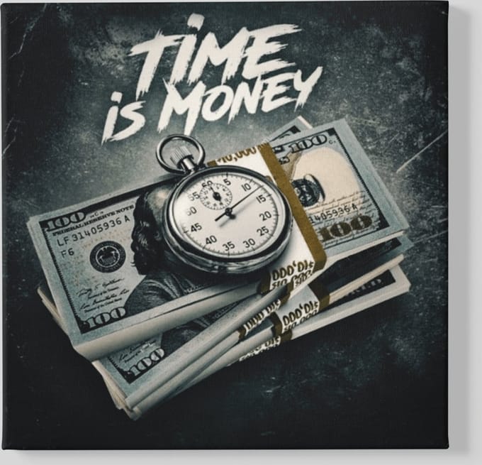 Vierkant Canvas Schilderij - Time is Money - 100x100x2 cm