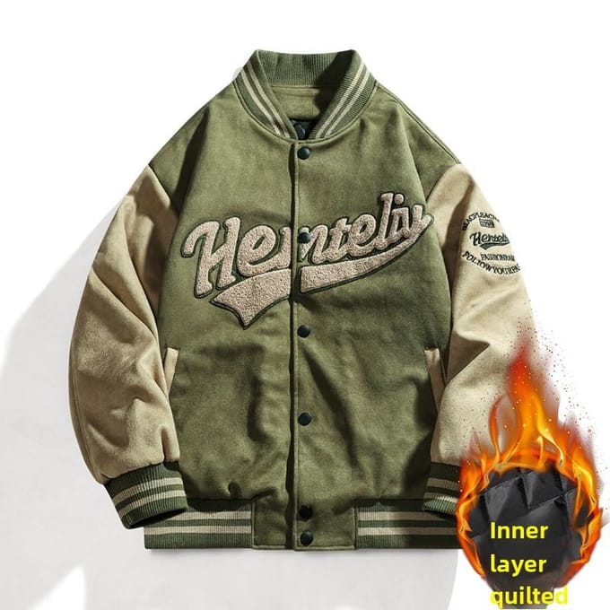 Retro Baseballjack Heren Katoen Verdikte Jas Baseballshirt L