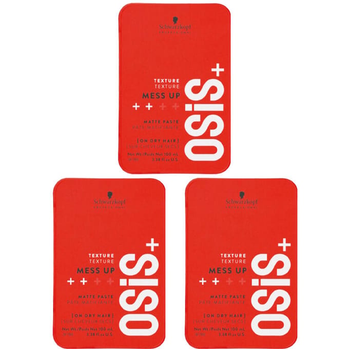 3x Schwarzkopf OSiS+ Mess Up Matte Paste 100ml