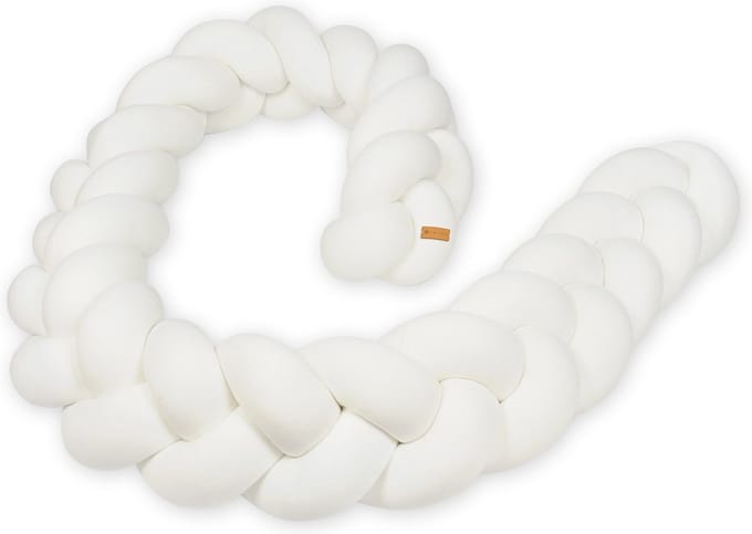 Bedomranding - bumper kussen - bedslang vlechtkussen - 3,5 meter - creme