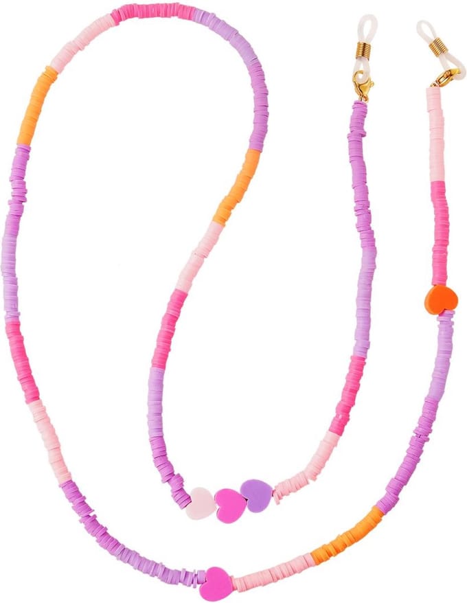 Yehwang Volwassenen - Roze hartjes zonnebrilkoord - Paars polymer clay