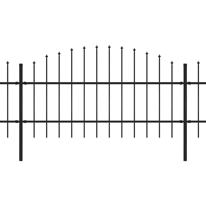 vidaXL - Tuinhek - met - speerpunt - staal - 1506x100 - cm - zwart