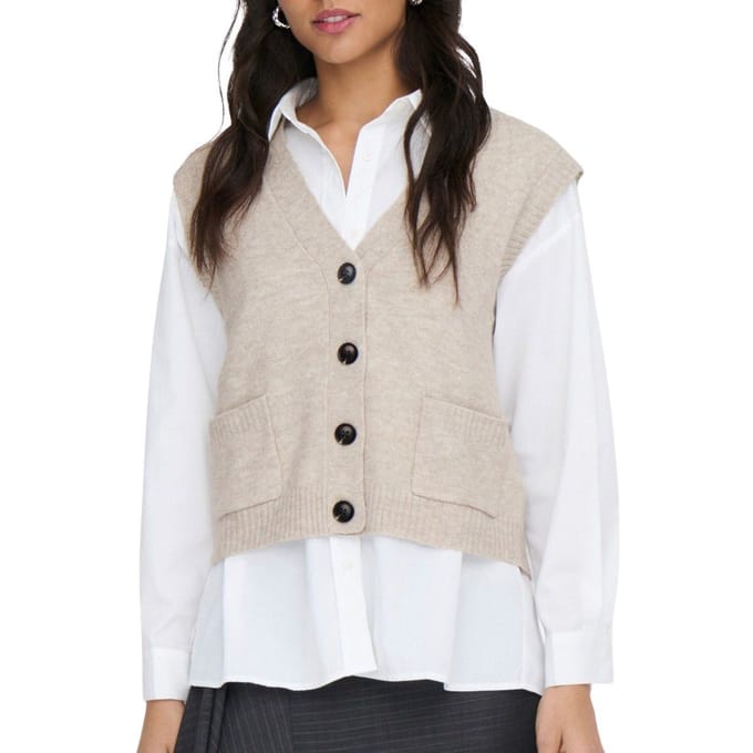 JDY - JDYSUPER S/L V-NECK VEST KNT Dames Trui