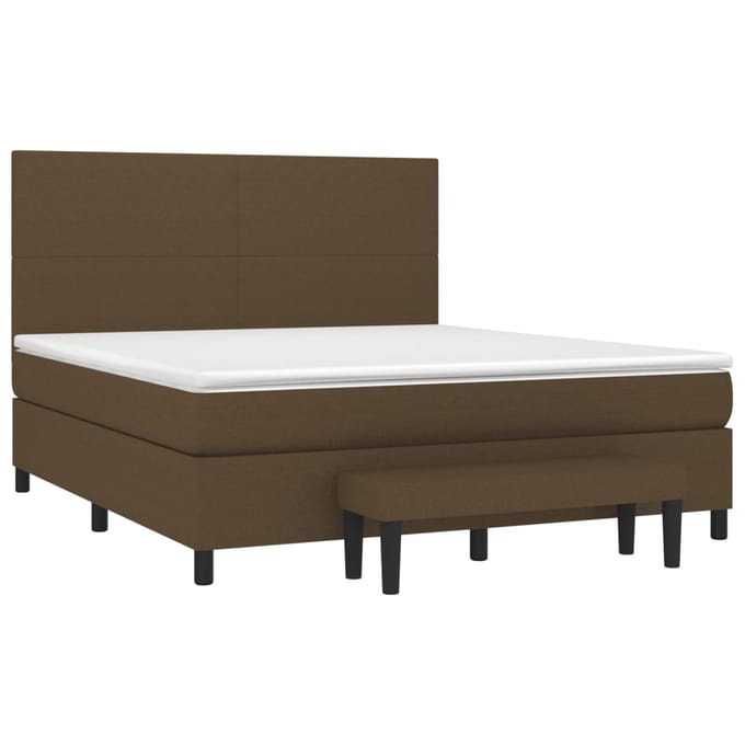 vidaXL - Boxspring - met - matras - stof - donkerbruin - 180x200 - cm