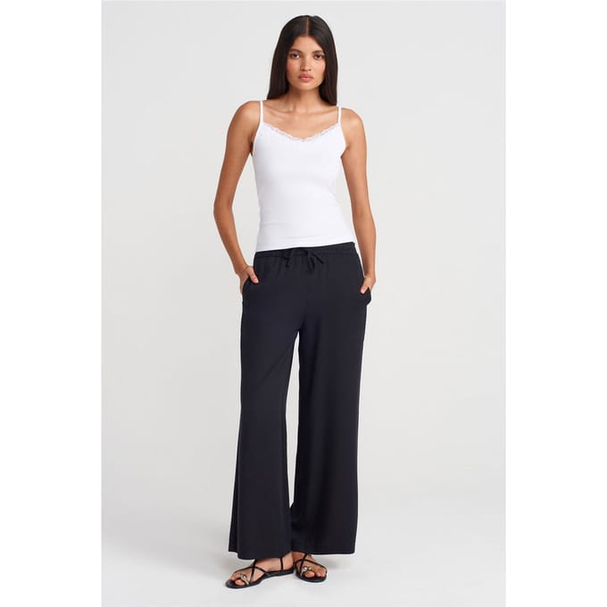 Tencel Wijde Pantalon met Trekkoord Taille