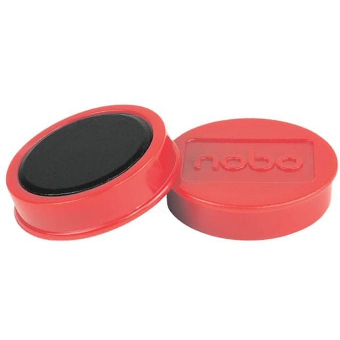 Nobo Magnetische Whiteboard Magneten, pak van 10 stuks, 38mm Gekleurde Magneten Rood