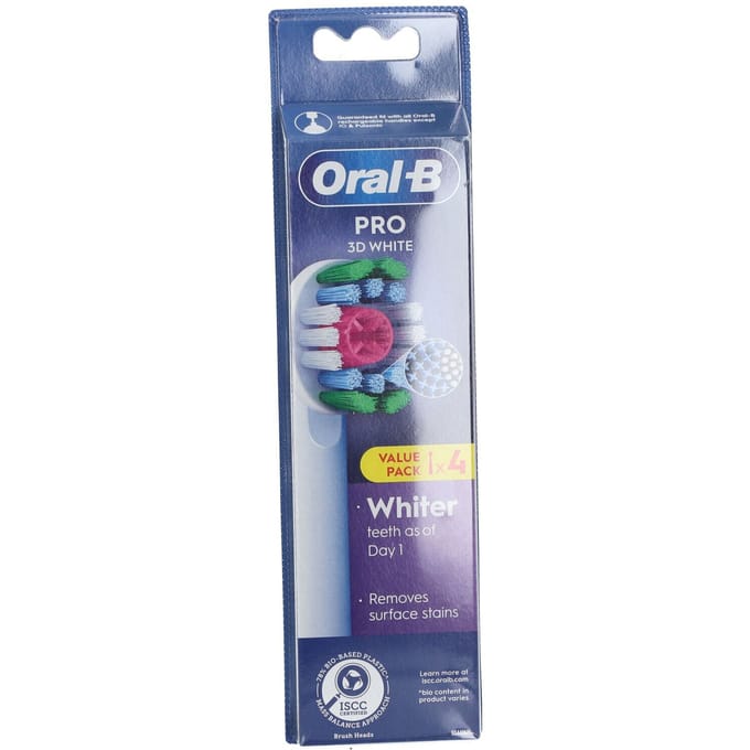 Oral-B 3D White Pro - Opzetborstels met CleanMaximiser Technologie - 4 Stuks
