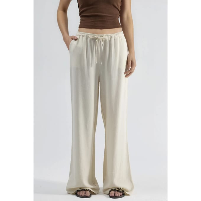 Viscose-Linnen Gecombineerde Wijde Pantalon