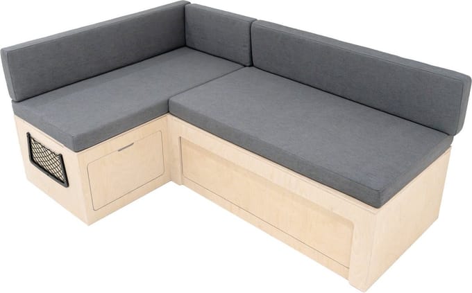 L-vormig camperbed - naturel - 180 x 67 cm - uitschuifbaar tot 120 cm