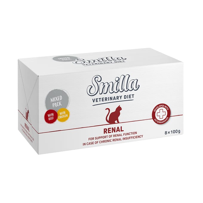 24x100g Smilla Veterinary Diet Mixpakket Renal Kip + Rund Katten natvoer