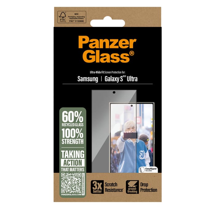 PanzerGlass Screenprotector geschikt voor Samsung Galaxy S25 Ultra Glazen | PanzerGlass Ultra-Wide Fit Screenprotector - Case Friendly