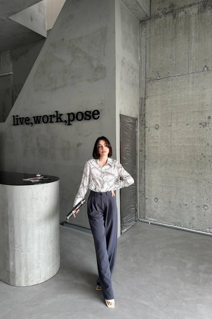 Geometrische Print Lange Mouwen Shirt met Knopen Sluiting