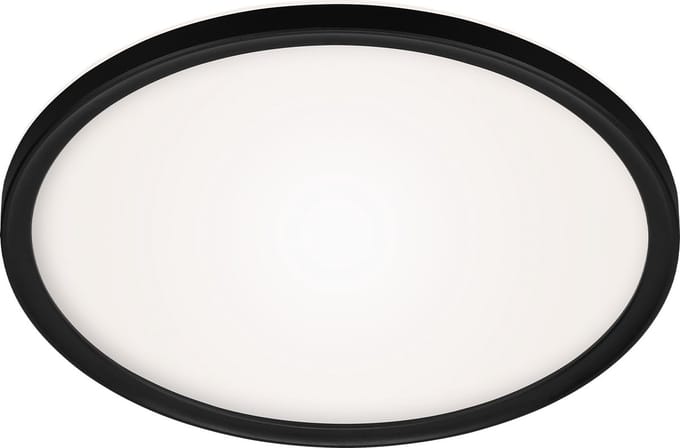 BRILONER Slim - Plafondlamp led - plafonniere woonkamer met achtergrondverlichting - platte keuken lamp - neural wit licht - 18W - 29,3cm - zwart