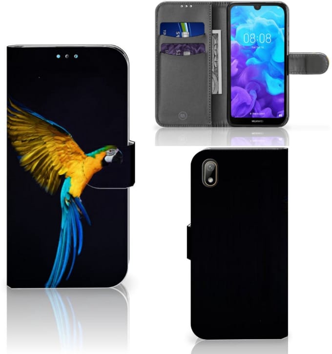 Huawei Y5 (2019) Telefoonhoesje met Pasjes Papegaai