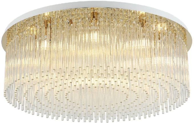Kosilum - Sandrilla - Plafondlamp - Transparant en goud - Metaal en glas