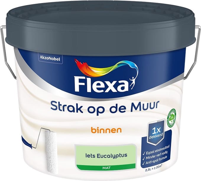 Flexa - Strak Op De Muur Binnen Mat - Iets Eucalyptus - Mengverf - 2,5 L