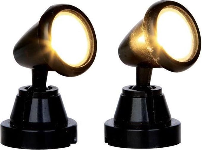 Lemax - 'Round Spot Light' - Set van 2 stuks - Verlicht accessoire - Exclusief adapter (werkt ook op batterijen)