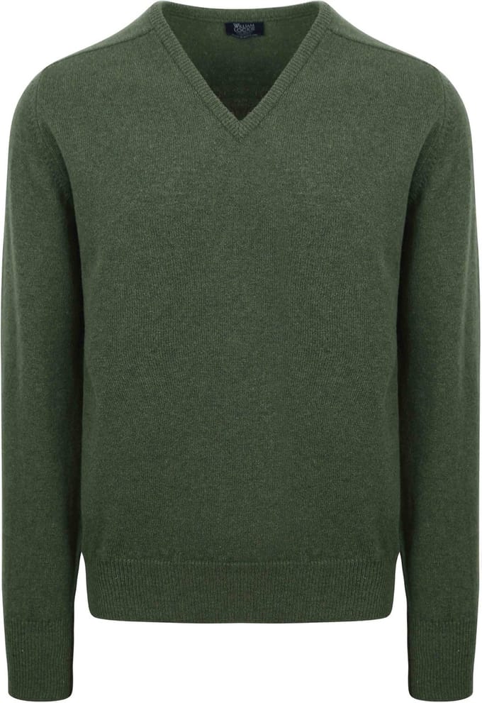 William Lockie Pullover Lamswol V-hals Rosemary Groen - Maat M - Heren - Pullovers