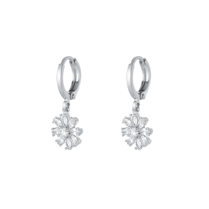 To the moon and back - Sparkle Collection - Oorbellen - Flower Silver