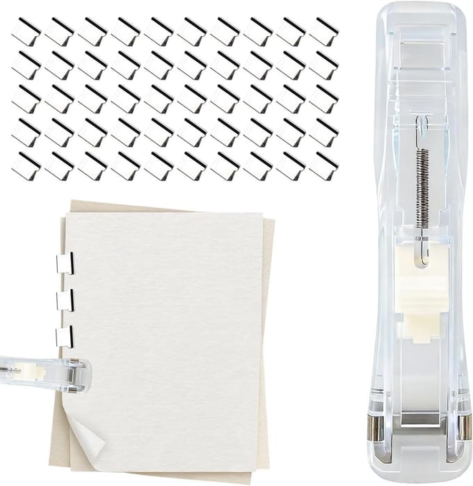 Draagbare nietmachine - Papierklem dispenser - Documenten binden - Krulbestendige klem - 20-50 vellen - Transparant