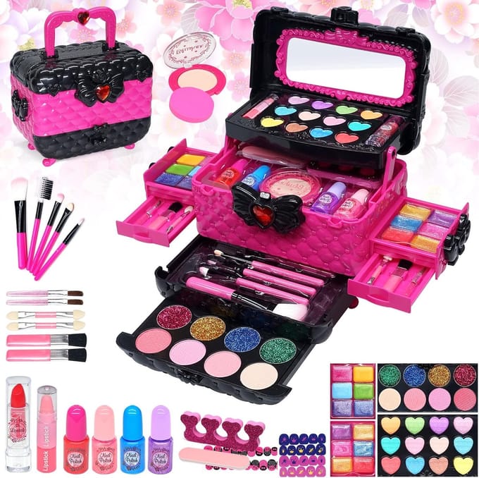 Kinderschminkset Meisjes - Speel Make-up - Prinsessenfeest Spelen - 57 Delige Set - Wasbaar - Multicolor