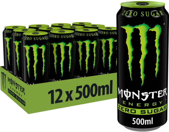 Monster Energy Original Zero Energiedrank - 12 x 500 ml blikjes - Zero Sugar