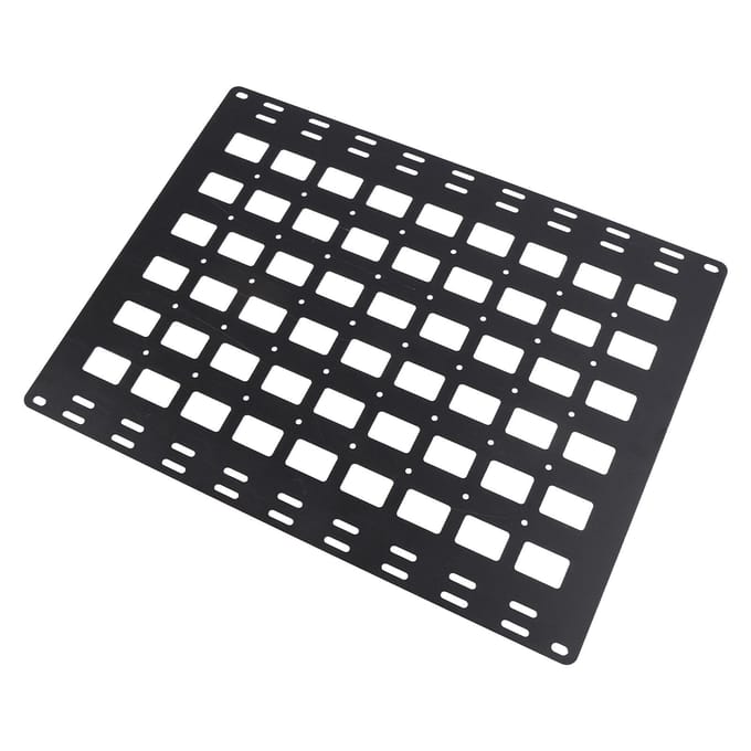 Panneau de Benne de Camion 800 X 600 X 2 mm Alliage d'Aluminium Multifonctionnel avec Base de Fixation Rail en L Goujon Rangement black