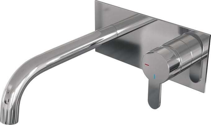 Brauer Chrome Edition Wastafelmengkraan inbouw - gebogen uitloop links - hendel plat smal - afdekplaat - model D 1 - chroom