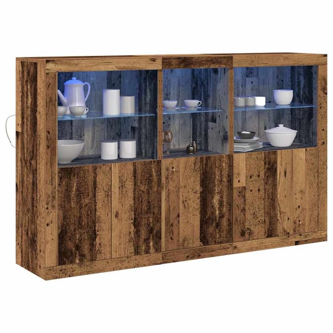 vidaXL - LED - Dressoir - Oudhout - 162 - x - 37 - x - 100 - cm - Bewerkt - hout
